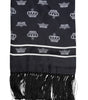 Dolce & Gabbana Black Silk Crown Fringes Men Foulard Scarf