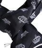 Dolce & Gabbana Black Silk Crown Fringes Men Foulard Scarf