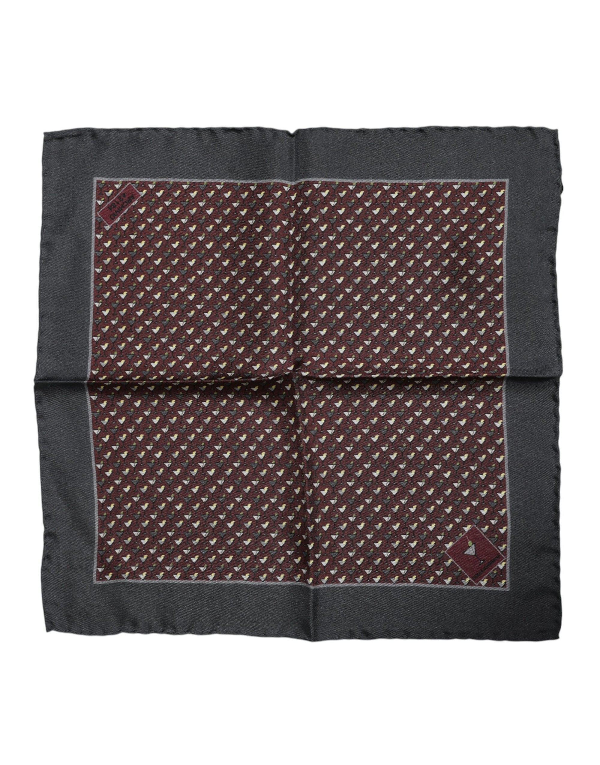 Dolce &amp; Gabbana Maroon Cocktail Silk Square Foulard Scarf