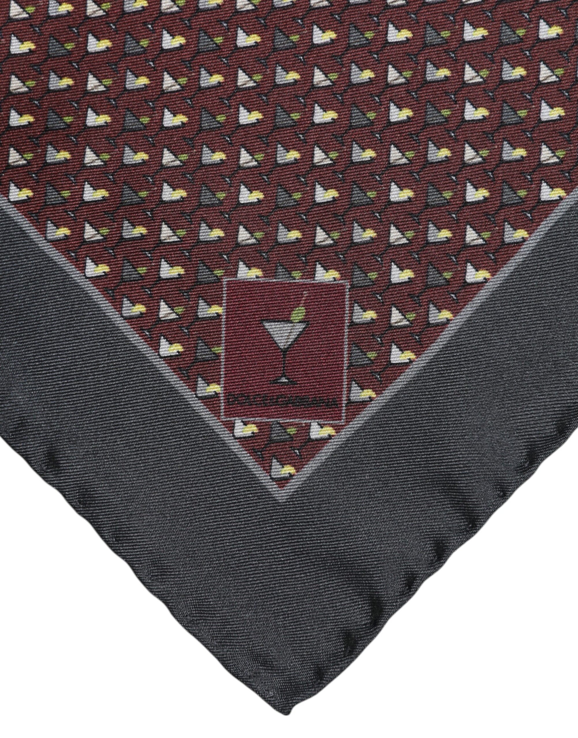 Dolce &amp; Gabbana Maroon Cocktail Silk Square Foulard Scarf