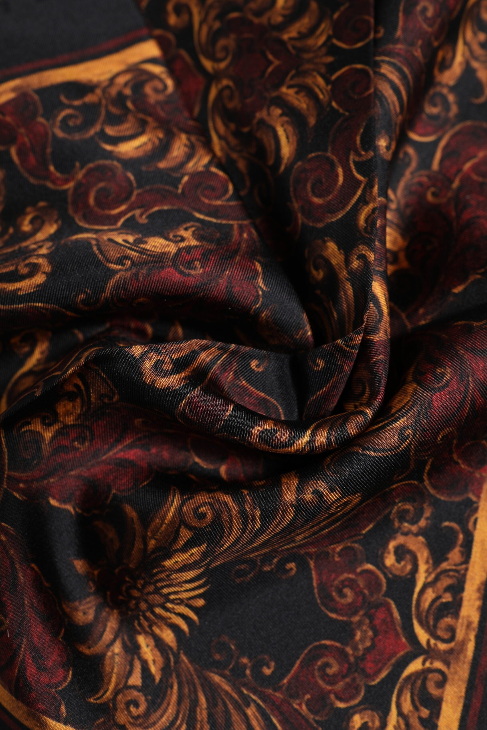 Dolce & Gabbana Black Floral Silk Square Men Foulard Scarf