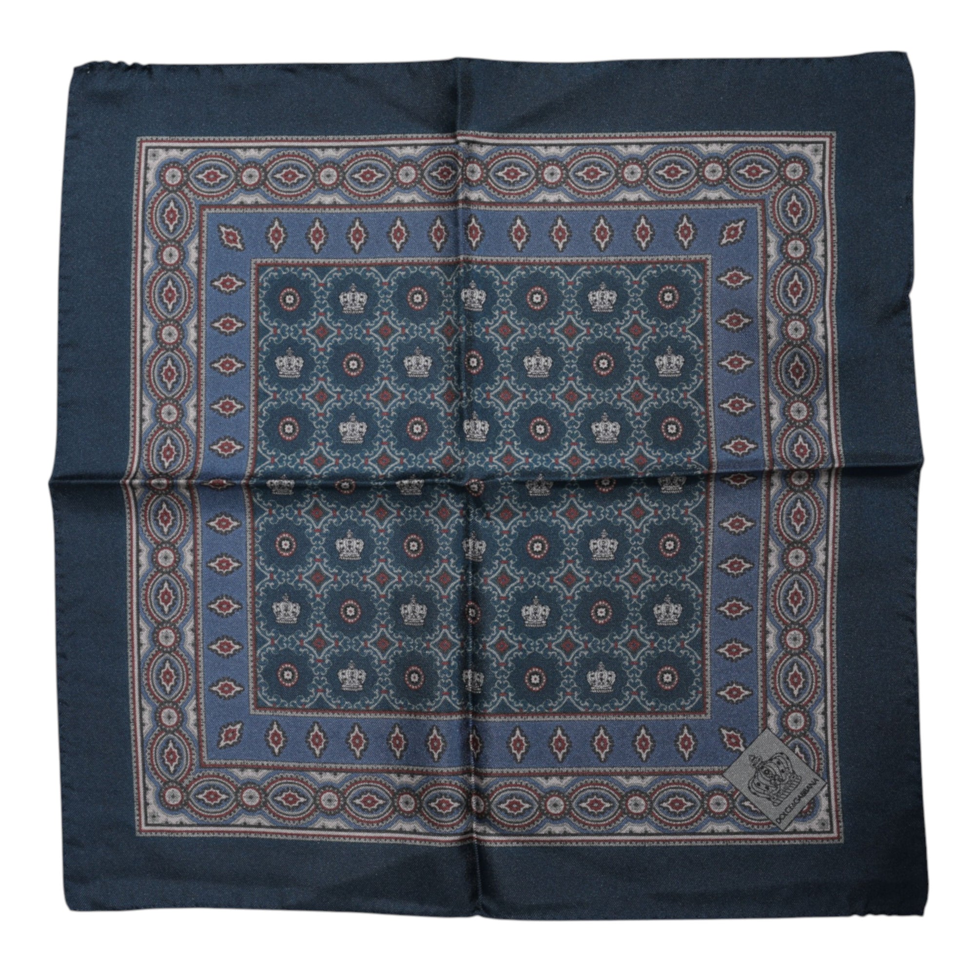 Dolce &amp; Gabbana Blue Printed Silk Square Men Foulard Scarf