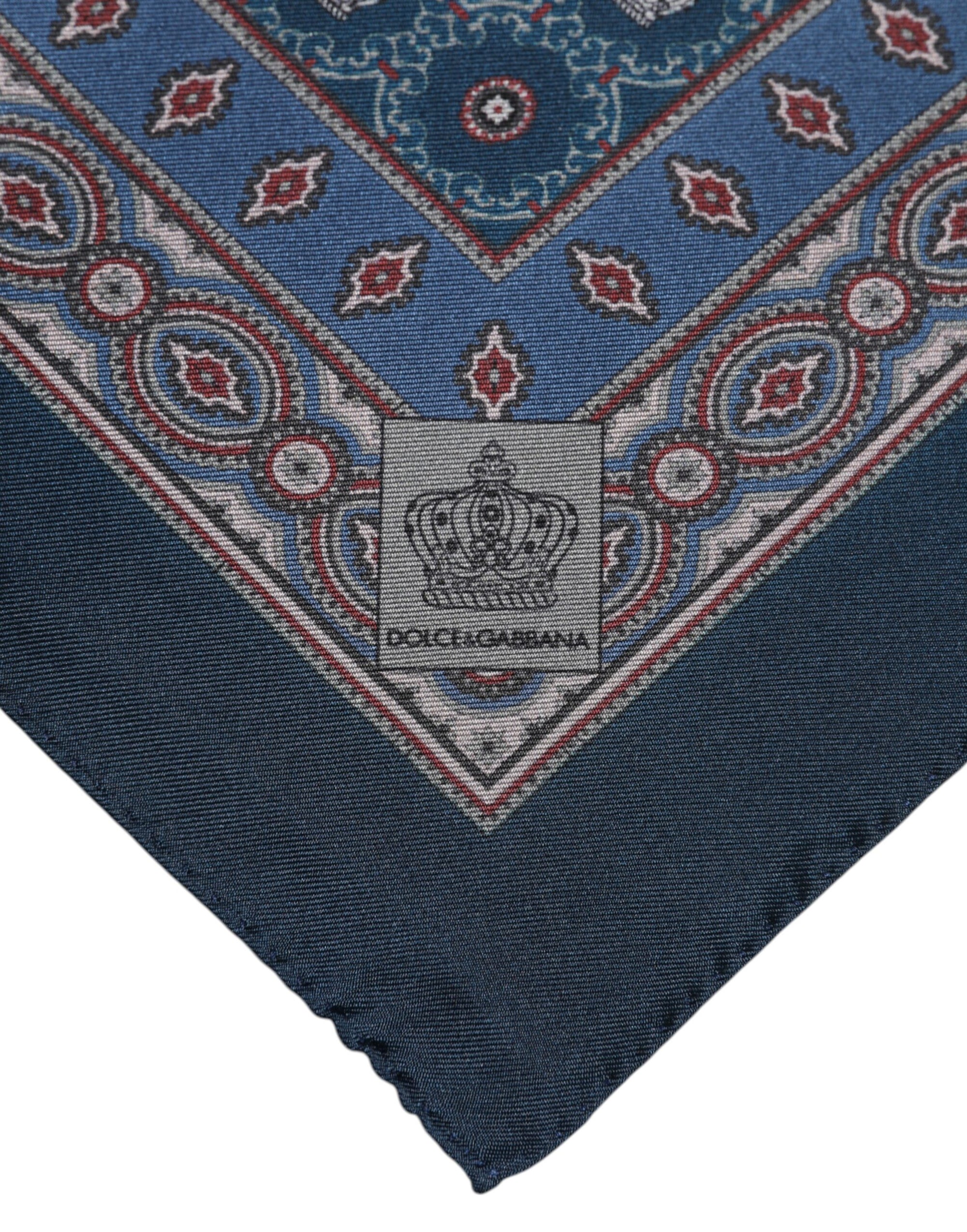 Dolce &amp; Gabbana Blue Printed Silk Square Men Foulard Scarf