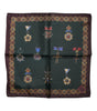 Dolce & Gabbana Green Medals Silk Square Foulard Scarf