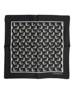 Dolce & Gabbana Black Dog Print Silk Square Foulard Scarf
