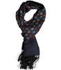 Dolce & Gabbana Blue Silk Printed Fringes Foulard Scarf