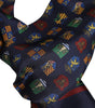 Dolce & Gabbana Blue Silk Printed Fringes Foulard Scarf