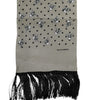 Dolce & Gabbana Gray Skulls Silk Fringes Men Foulard Scarf