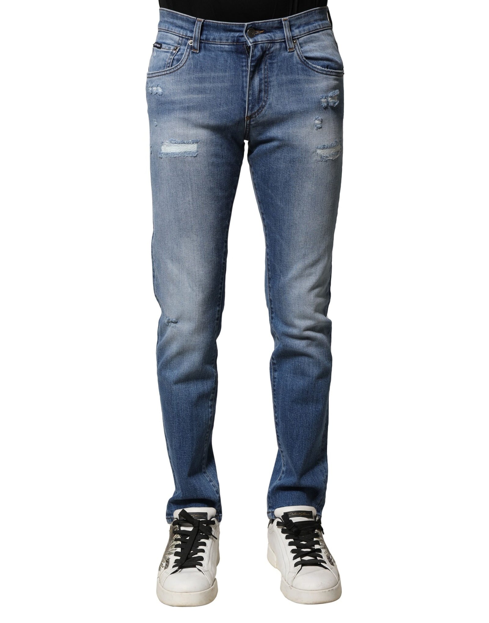 Dolce & Gabbana Blue Washed Cotton Skinny Men Denim Jeans