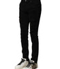 Dolce & Gabbana Black Cotton Logo Plaque Slim Denim Jeans