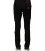 Dolce & Gabbana Black Cotton Logo Plaque Slim Denim Jeans