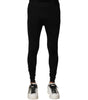 Dolce & Gabbana Black Nylon Elastic Logo Men Leggings Pants