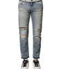 Dolce & Gabbana Light Blue Tattered Straight Men Denim Jeans