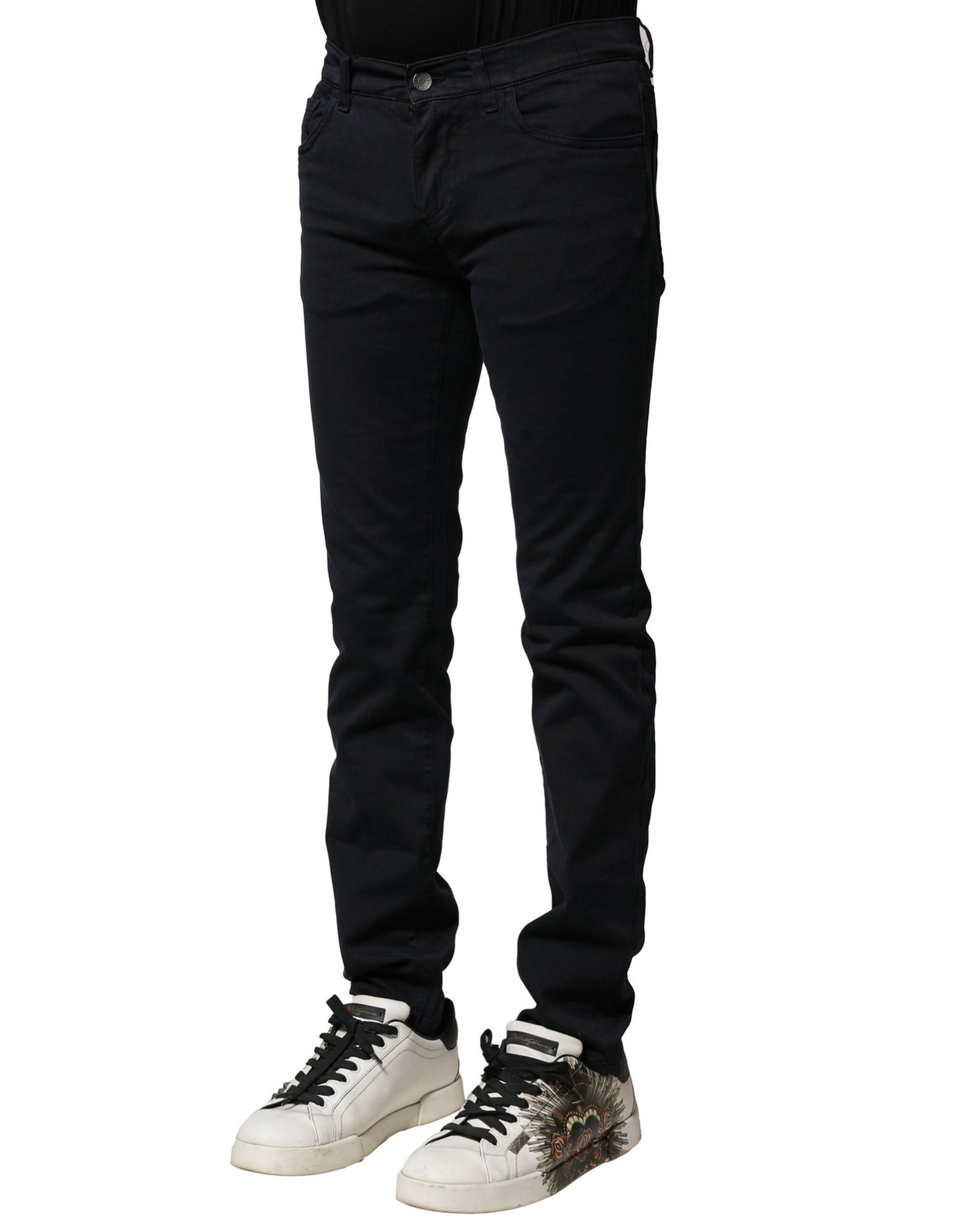 Dolce & Gabbana Black Cotton Slim Fit Men Denim Jeans