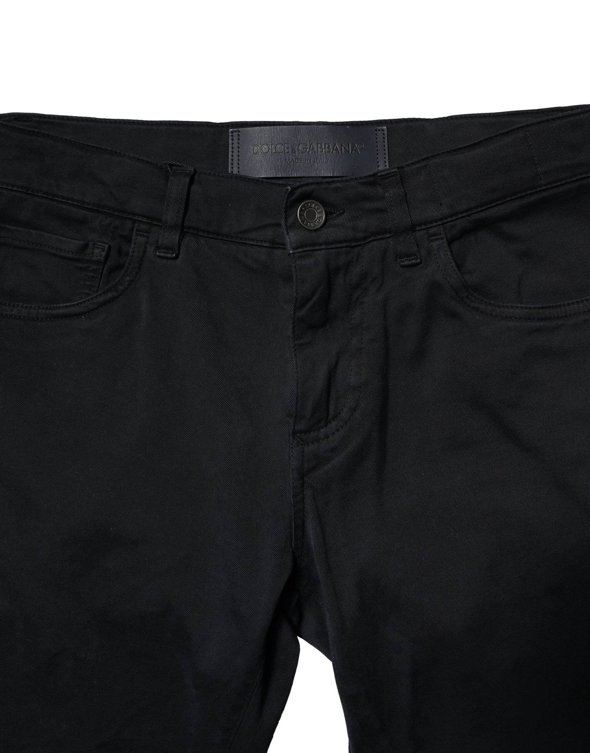 Dolce & Gabbana Black Cotton Slim Fit Men Denim Jeans