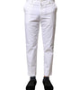 Dolce & Gabbana White Cotton Straight Logo Men Pants