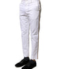 Dolce & Gabbana White Cotton Straight Logo Men Pants