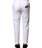 Dolce & Gabbana White Cotton Straight Logo Men Pants