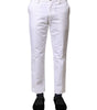 Dolce & Gabbana White Cotton Straight Logo Men Pants