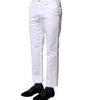 Dolce & Gabbana White Cotton Straight Logo Men Pants