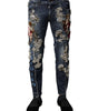 Dolce & Gabbana Blue Cotton Rhinestone Embellish Denim Jeans
