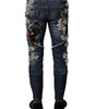 Dolce & Gabbana Blue Cotton Rhinestone Embellish Denim Jeans