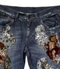 Dolce & Gabbana Blue Cotton Rhinestone Embellish Denim Jeans