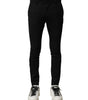 Dolce & Gabbana Black Wool Men Skinny Mid Waist Pants