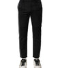 Dolce & Gabbana Black Gray Cotton Tapered Men Pants