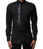 Dolce & Gabbana Black Cotton SICILIA Logo Men Dress Shirt