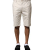 Dolce & Gabbana Beige Cotton Stretch Mid Waist Bermuda Shorts