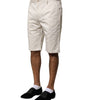 Dolce & Gabbana Beige Cotton Stretch Mid Waist Bermuda Shorts