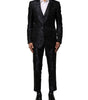 Costume 3 pièces simple boutonnage en jacquard noir Dolce &amp; Gabbana