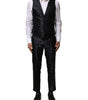 Costume 3 pièces simple boutonnage en jacquard noir Dolce &amp; Gabbana
