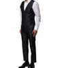Costume 3 pièces simple boutonnage en jacquard noir Dolce &amp; Gabbana
