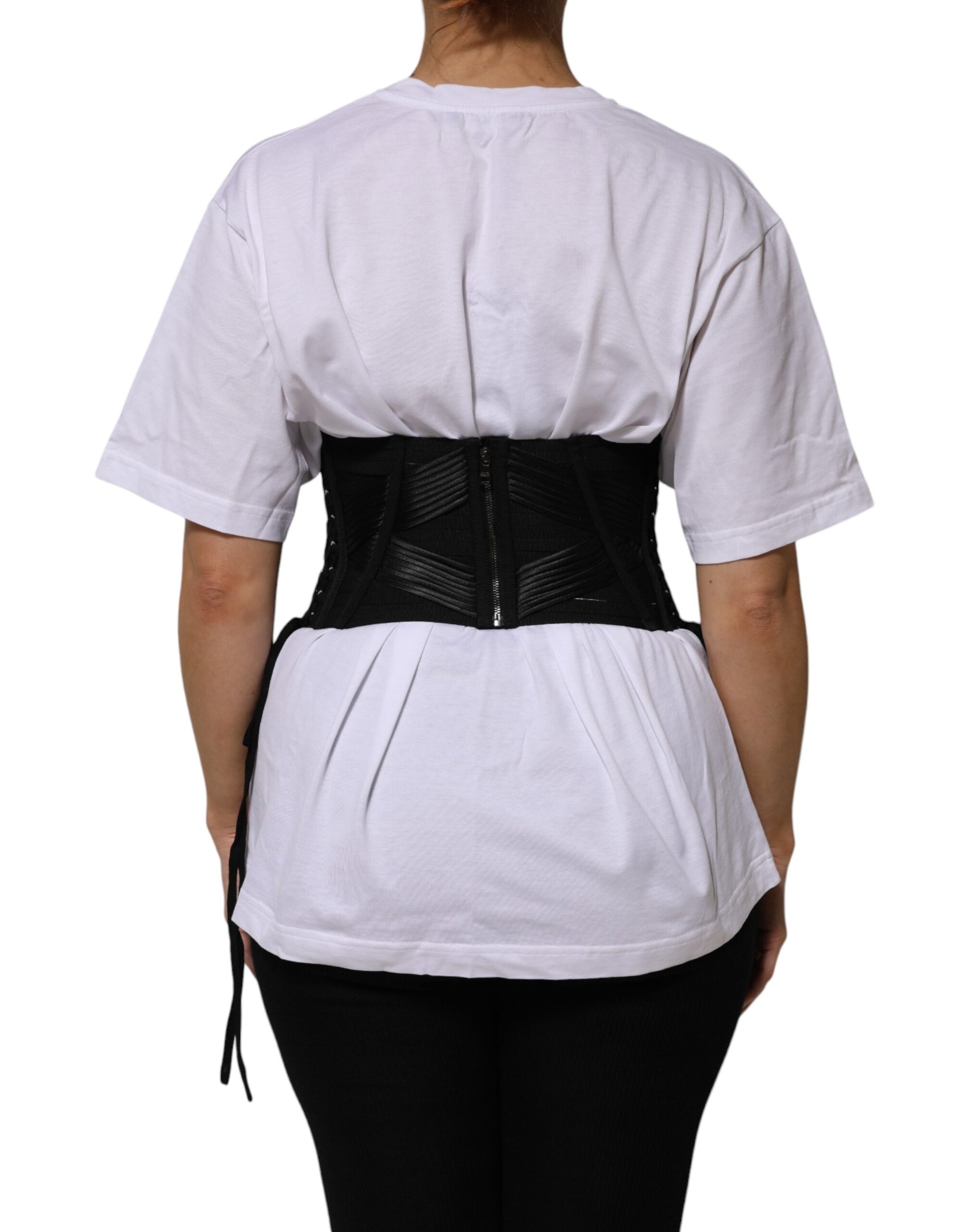 Dolce &amp; Gabbana Black Cotton Waist LaceUp Strap Corset Belt
