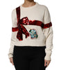 Dolce & Gabbana White Sequined Crew Neck Pullover Sweater