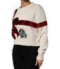 Dolce & Gabbana White Sequined Crew Neck Pullover Sweater