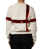 Dolce & Gabbana White Sequined Crew Neck Pullover Sweater