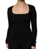 Dolce & Gabbana Black Square Neck Long Sleeves Pullover Top