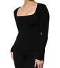 Dolce & Gabbana Black Square Neck Long Sleeves Pullover Top