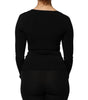 Dolce & Gabbana Black Square Neck Long Sleeves Pullover Top