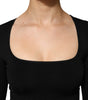 Dolce & Gabbana Black Square Neck Long Sleeves Pullover Top