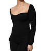 Dolce & Gabbana Black Viscose Long Sleeve Pullover Blouse Top