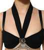 Dolce & Gabbana Black Cropped Viscose Halter Bustier Top