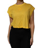 Dolce & Gabbana Yellow Cotton Cropped Sleeveless Blouse Top
