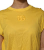 Dolce & Gabbana Yellow Cotton Cropped Sleeveless Blouse Top