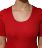 Dolce & Gabbana Red Round Neck Short Sleeves Pullover Top