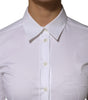 Dolce & Gabbana - Haut chemise à manches longues en coton blanc avec col