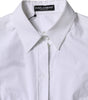 Dolce & Gabbana - Haut chemise à manches longues en coton blanc avec col